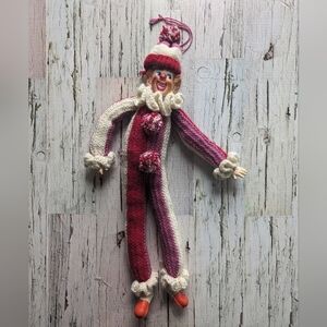 Handmade Knit Circus Clown with Hat and Ruffles - Creepy Clown
